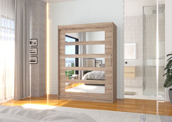 ADRK Šatní zrcadlová skříň posuvná MURANI T 150, truffle