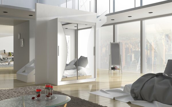 ADRK Šatní zrcadlová skříň posuvná MAX W 150, bílá