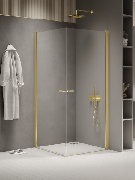 New Trendy New Soleo Light Gold sprchový kout 90x90 cm čtvercový zlatá lesk/průhledné sklo K-1882