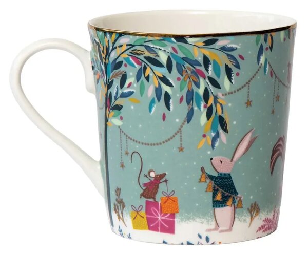 Porcelánový hrnek s 22karátovým zlatem Zimní magie - Veselá kapela 340 ml