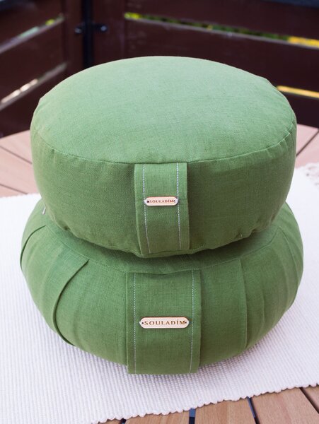 SOULADÍM meditační polštář rondo Natural 10 x Ø 30 cm přírodní šedobéžová