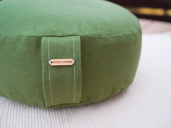 SOULADÍM meditační polštář rondo Natural 10 x Ø 30 cm přírodní šedobéžová
