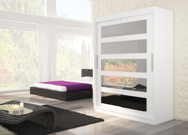 ADRK Šatní zrcadlová skříň posuvná MURANI W 150, bílá