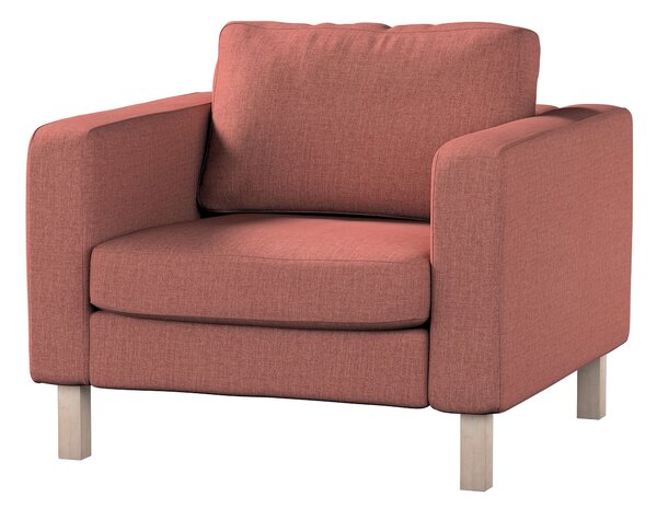 Potah na křeslo IKEA Karlstad, krátký barva hnědá látka pletený vzor