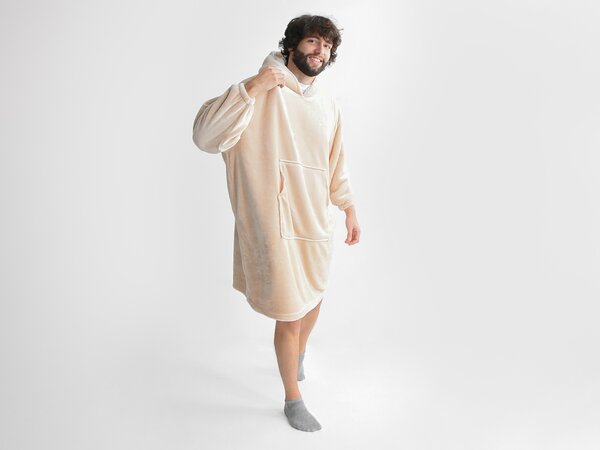 XPOSE® Mikinová deka s beránkem - bílá káva