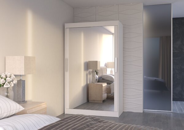 ADRK Šatní zrcadlová skříň posuvná TIBAGO W 120, bílá
