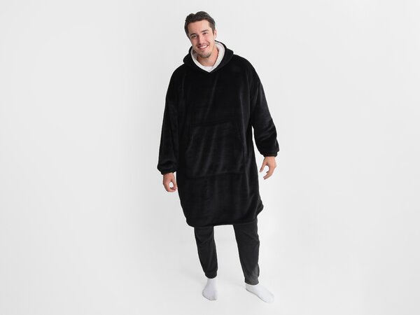 XPOSE® Mikinová deka s beránkem - černá
