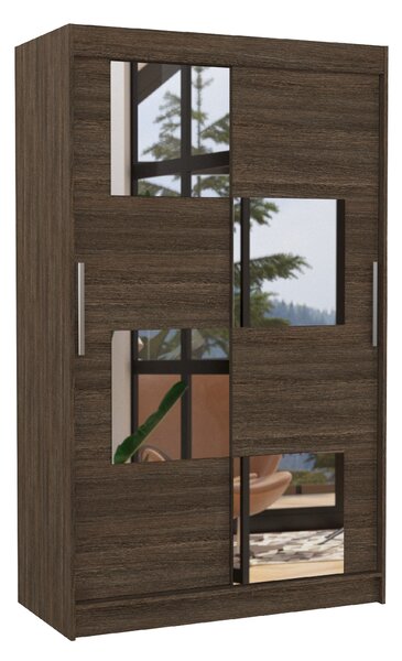 ADRK Šatní zrcadlová skříň posuvná LUGANO CH 120, choco