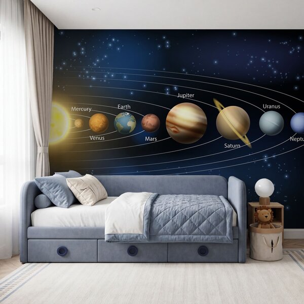 Fototapeta Sluneční soustava s planetami a hvězdami, Vesmírné fototapety, Populární fototapety, w00002 - Tapeko.co.cz
