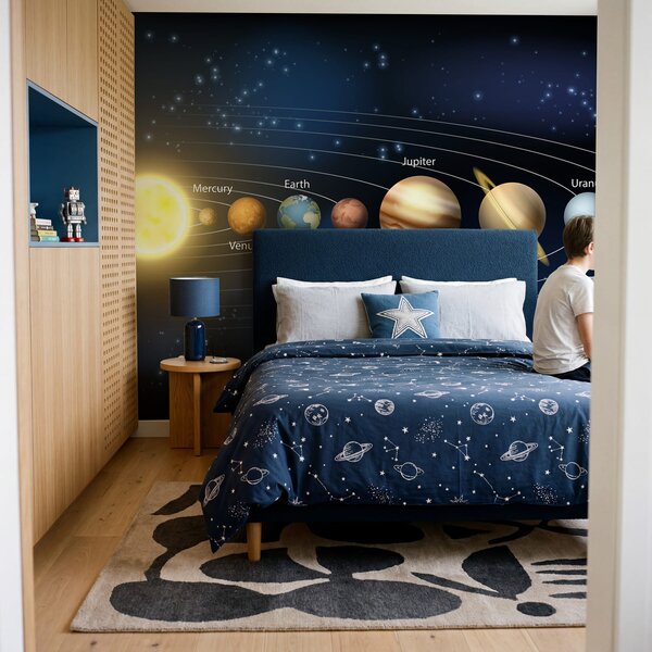 Fototapeta Sluneční soustava s planetami a hvězdami, Vesmírné fototapety, Populární fototapety, w00002 - Tapeko.co.cz