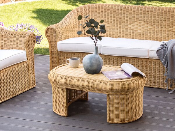 Zahradní konferenční stolek LIVADEIA 60 cm 96 cm Ratan Přírodní