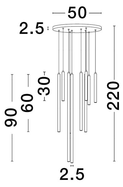 Moderní lustr Trimle 50 černé – Černá (9287945)