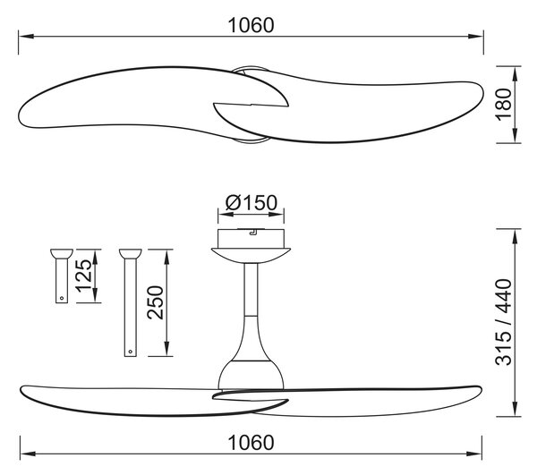 Mantra 9039 Ipanema II, lopatkový ventilátor s dálk. ovladačem, bílá/dřevěná, průměr 106cm