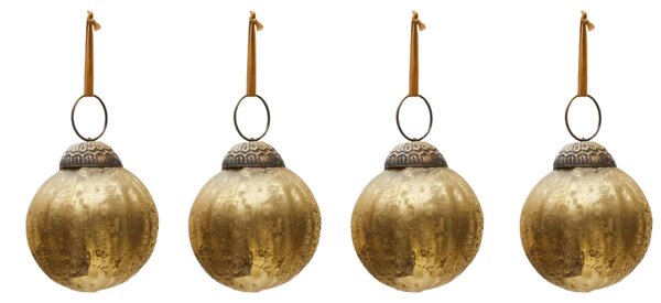Set čtyř zlatých skleněných vánočních ozdob Kave Home Elur 6 cm