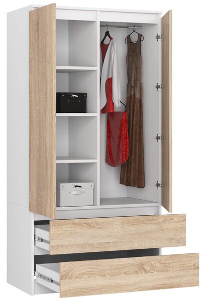Šatní skříň s otočnými dveřmi 90cm bílá / sonoma
