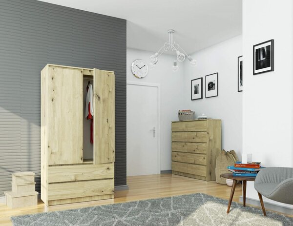 Šatní skříň s otočnými dveřmi 90cm dub artisan