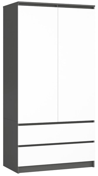 Šatní skříň s otočnými dveřmi 90cm šedá / bílá