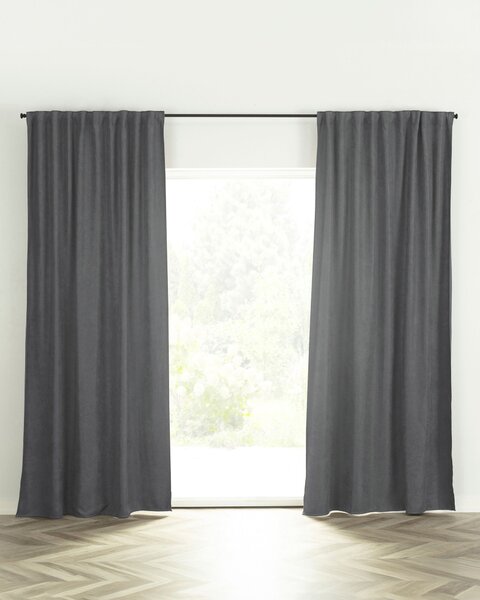 Hotový závěs BASIC s řasící páskou 140x260cm tmavě šedý šenil