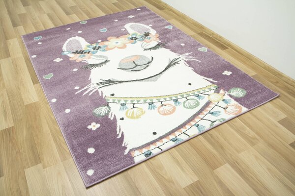 Makro Abra Dětský kusový koberec Lima C882B Lama fialový krémový Rozměr: 100x150 cm