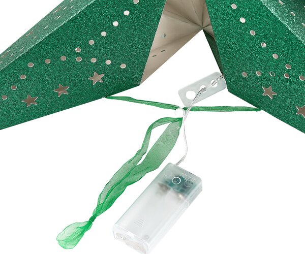 Sada 2 závěsných dekorací LED MOTTI 45 cm Hvězda Smaragdová