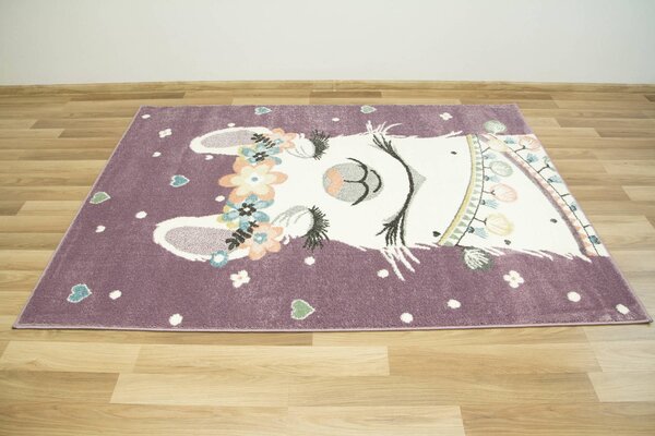 Makro Abra Dětský kusový koberec Lima C882B Lama fialový krémový Rozměr: 100x150 cm