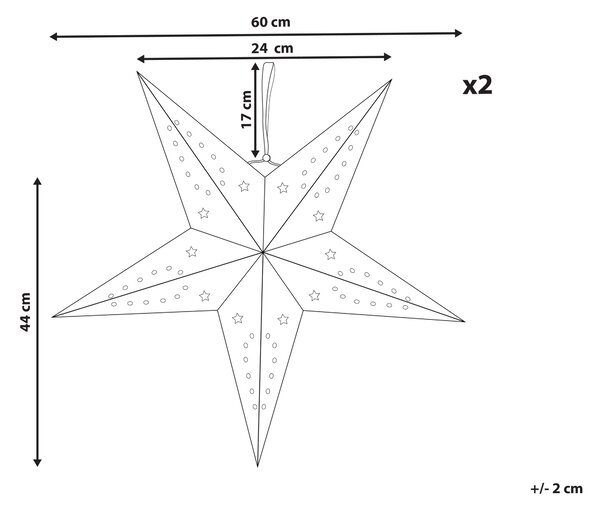 Sada 2 závěsných dekorací LED MOTTI 60 cm Hvězda Smaragdová