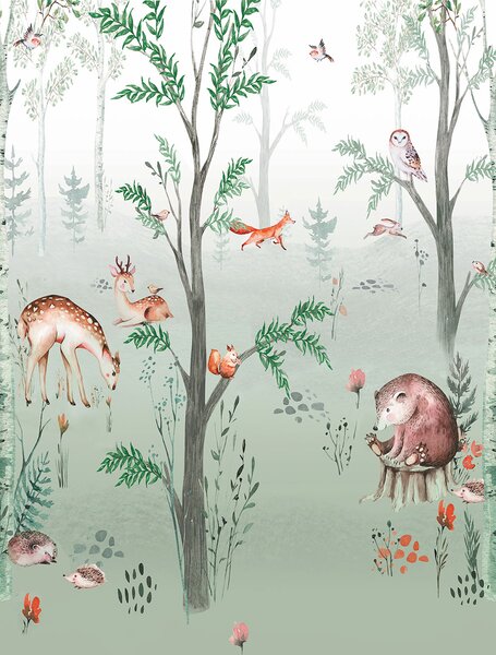 Dětská vliesová obrazová tapeta na zeď, lesní zvířátka, CW6041-1, Cute Walls, Decoprint