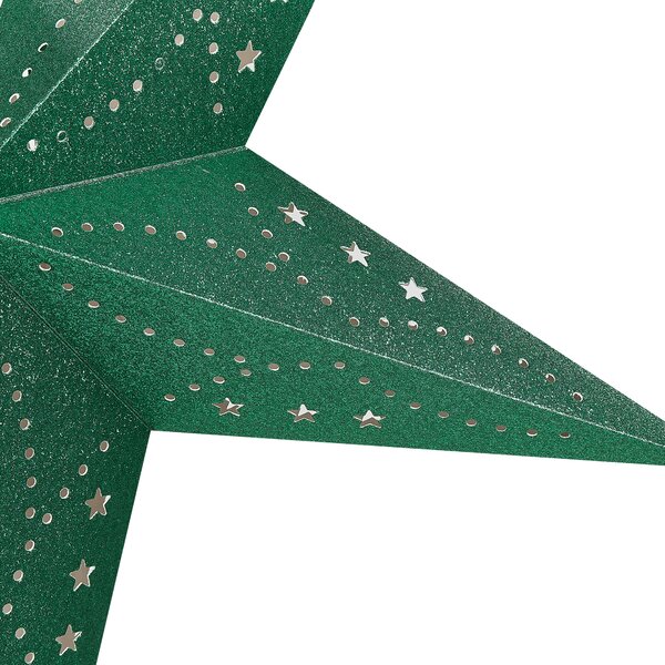 Sada 2 závěsných dekorací LED MOTTI 60 cm Hvězda Smaragdová