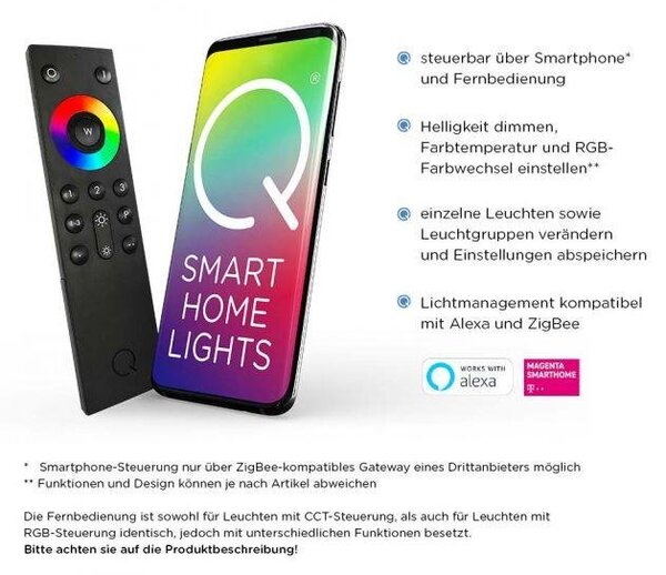 PAULNEUHAUS Q-VITO, LED stropní svítidlo, Smart Home, průměr 59cm ZigBee 2700-5000K - PAUL NEUHAUS