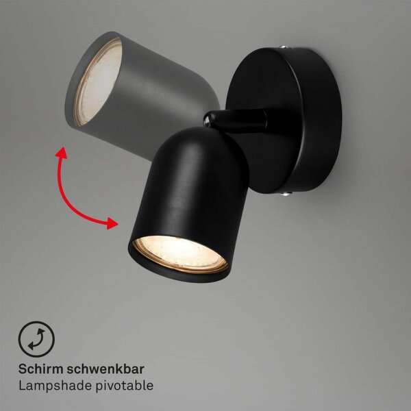 BRILONER Nástěnné svítidlo Spot, 8 cm, 1x GU10, max. 9W, černé 2145015
