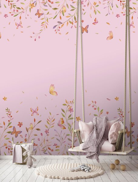 Vliesová obrazová tapeta na zeď, růžová, květiny, CW6126-2, Cute Walls, Decoprint