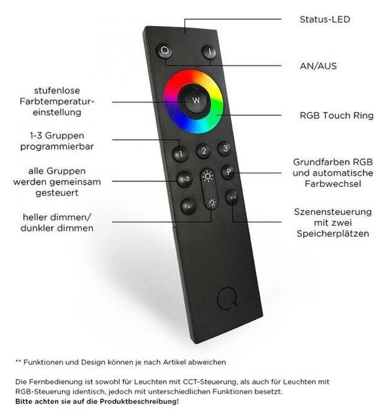 PAULNEUHAUS Q-VITO, LED stropní svítidlo, Smart Home, průměr 59cm ZigBee 2700-5000K - PAUL NEUHAUS