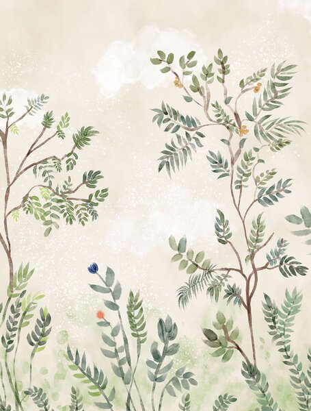 Dětská vliesová obrazová tapeta na zeď, zelená, stromečky, CW6128-1, Cute Walls, Decoprint