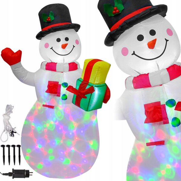 Nafukovací sněhulák s RGB LED projektorem 150 cm