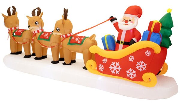 Nafukovací Santa Claus v saních se sobíky 390 cm