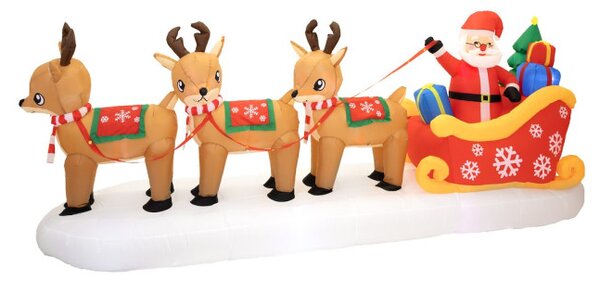 Nafukovací Santa Claus v saních se sobíky 390 cm
