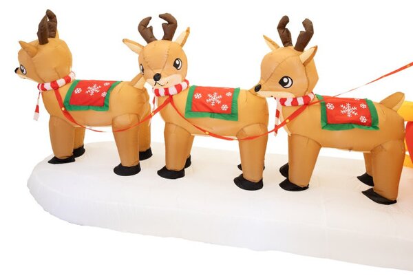 Nafukovací Santa Claus v saních se sobíky 390 cm