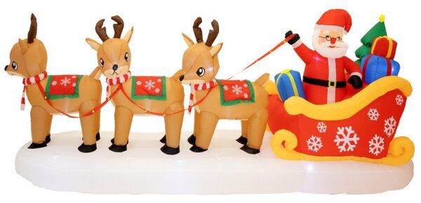 Nafukovací Santa Claus v saních se sobíky 390 cm