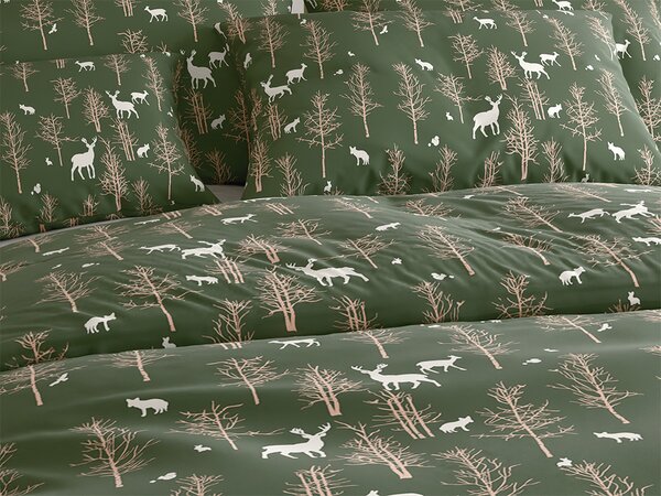 Povlečení z mikrovlákna OAK DEER tmavě zelené Rozměr povlečení: 70 x 90 cm | 140 x 220 cm