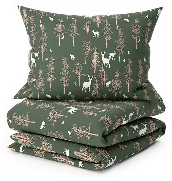 Povlečení z mikrovlákna OAK DEER tmavě zelené Rozměr povlečení: 70 x 90 cm | 140 x 220 cm