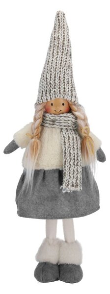 Vánoční figurka holčičky šedá / bílá 48 cm