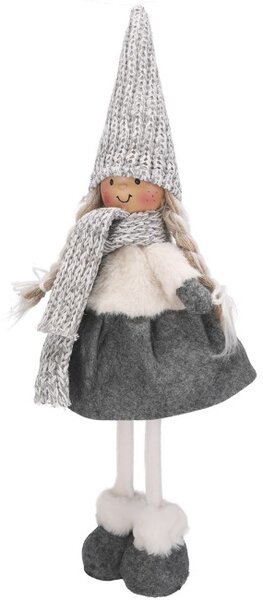 Vánoční figurka holčičky šedá / bílá 48 cm