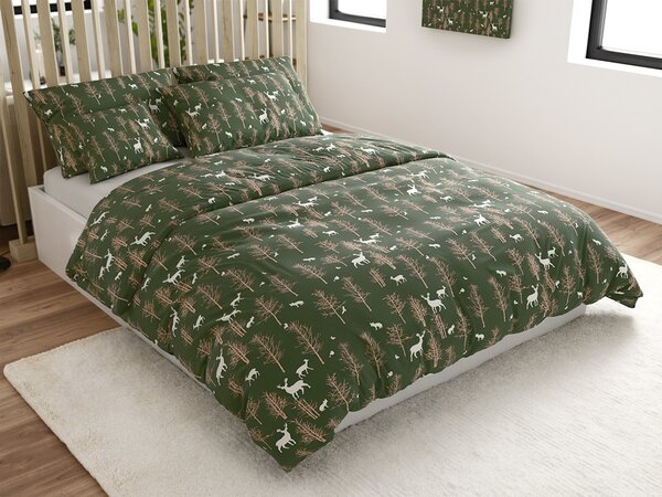 Povlečení z mikrovlákna OAK DEER tmavě zelené Rozměr povlečení: 70 x 90 cm | 140 x 220 cm