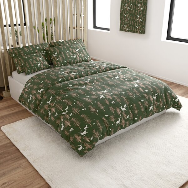 Povlečení z mikrovlákna OAK DEER tmavě zelené Rozměr povlečení: 70 x 90 cm | 140 x 220 cm