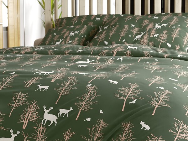 Povlečení z mikrovlákna OAK DEER tmavě zelené Rozměr povlečení: 70 x 90 cm | 140 x 220 cm