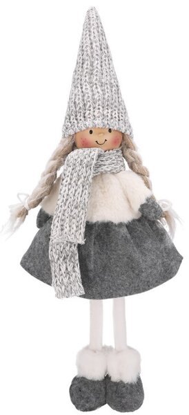 Vánoční figurka holčičky šedá / bílá 48 cm
