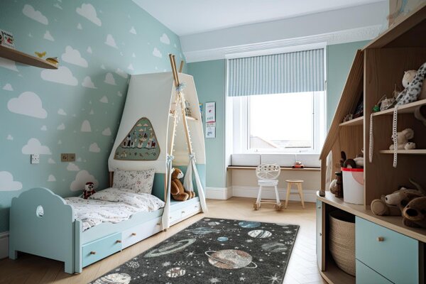 Dětský koberec Lima C288A Planety šedý / krémový
