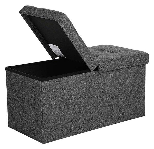 Taburet s odklápěcím víkem OTTOMAN 76x38 cm, tmavě šedý