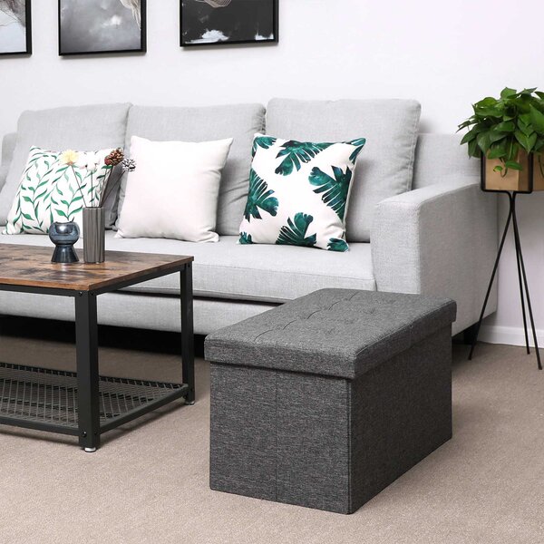 Taburet s odklápěcím víkem OTTOMAN 76x38 cm, tmavě šedý