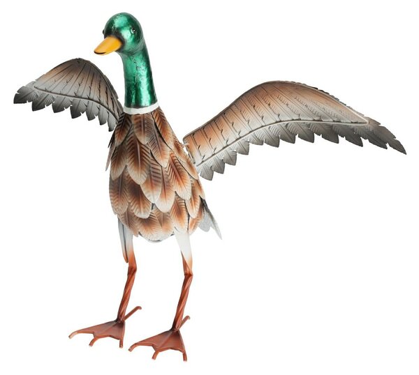 Zahradní kovová figurka Duck, 40x41 cm, hnědá